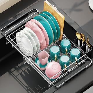 Urackify Expandable Stainless Steel Dish Drying Rack, 13-18 Inch