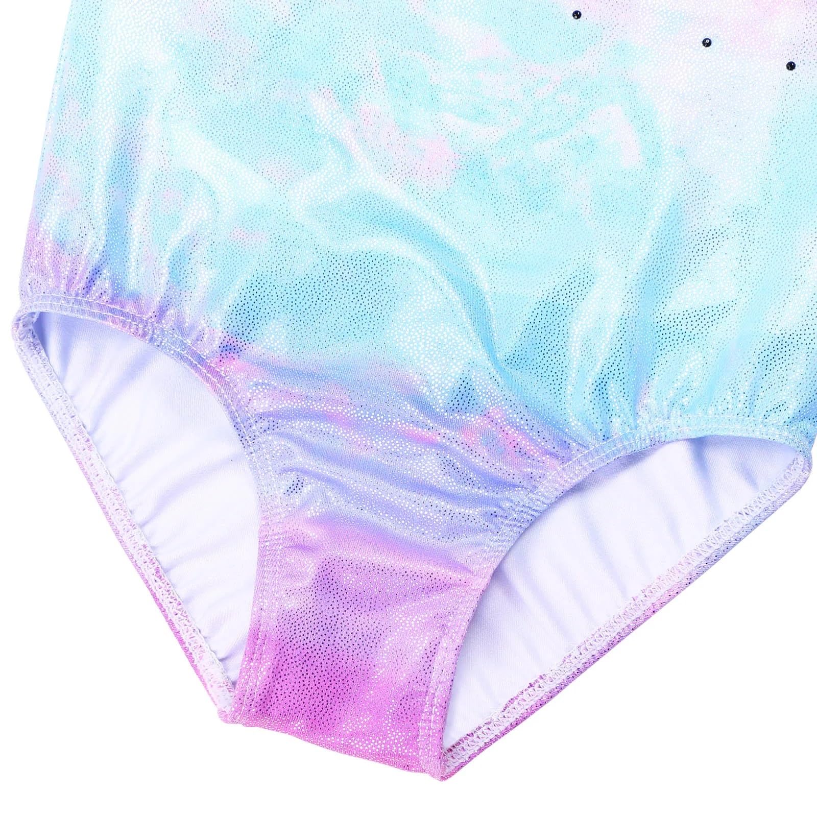 Maillot Gimnasia Ritmica Leotardo de Gimnasia for niñas, Ropa de Baile de Ballet de Color Degradado for Adolescentes, Mono de Lentejuelas sin Mangas, Traje de práctica, Mono(B278 Galaxy,12A)