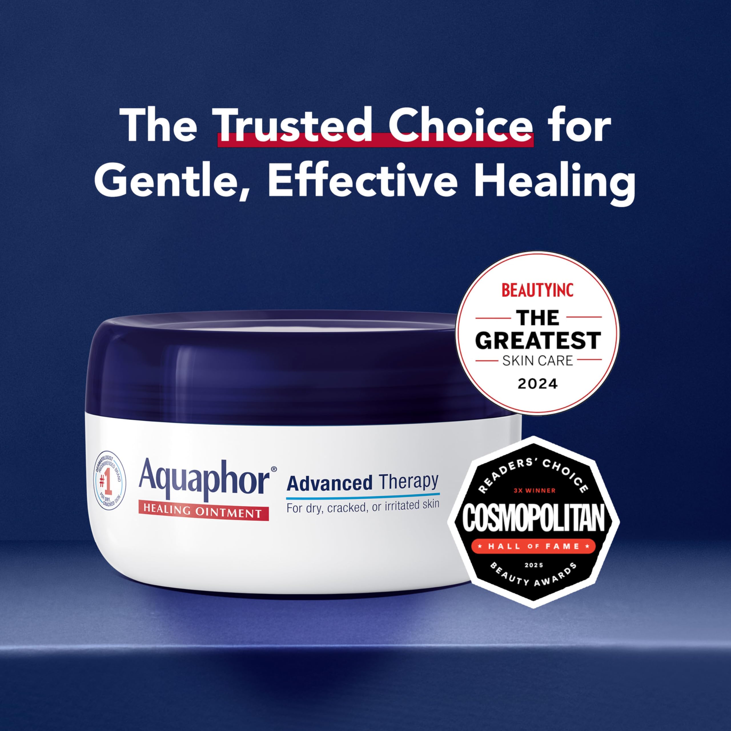 Aquaphor Healing Ointment - Skin Protectant for Dry Cracked Skin - Hands, Heels, Elbows - 2.8 oz Jar (Pack of 3)