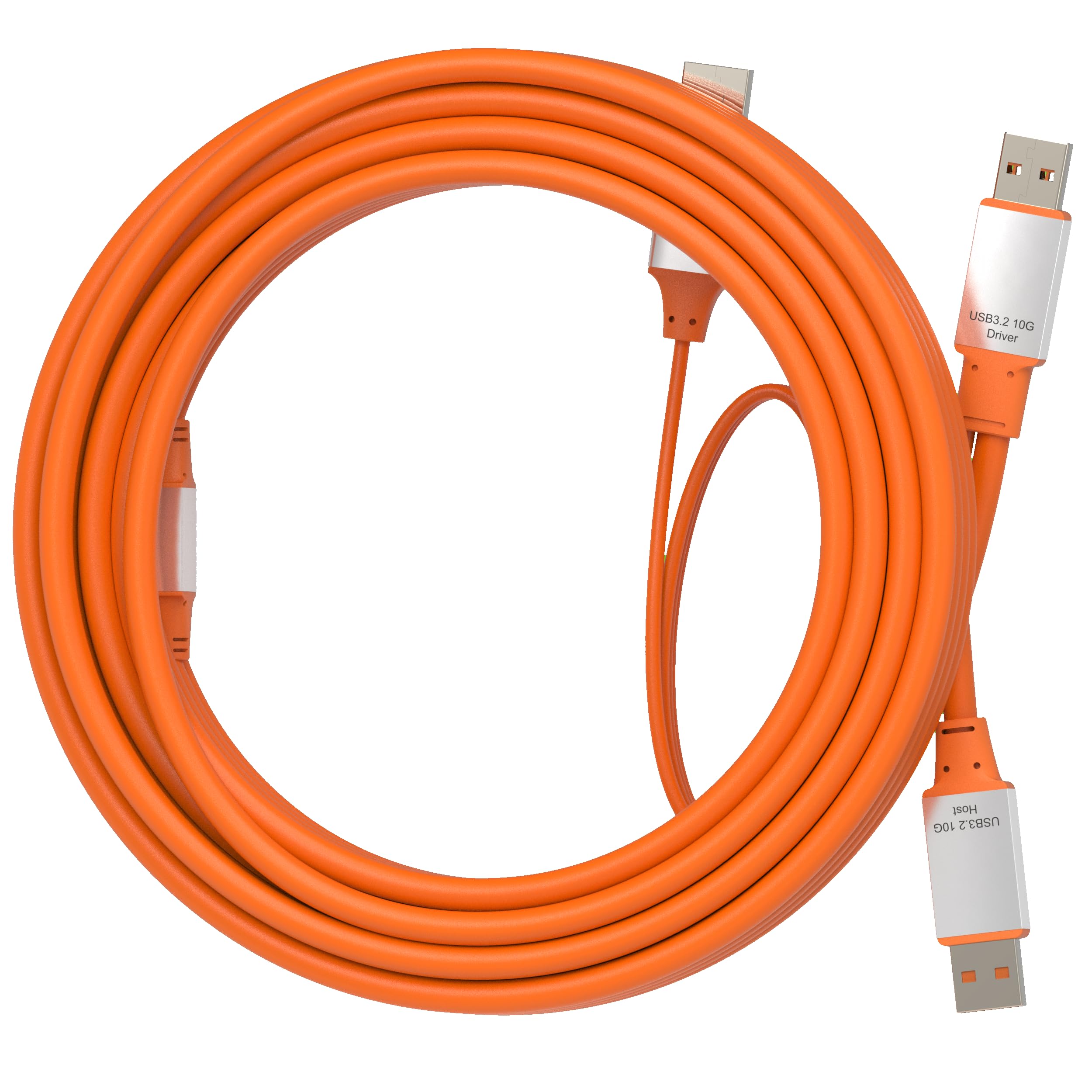 OkyLink Cable activo USB 3.2 Gen 2 A a A macho a macho de 10 Gbps, 32 pies | 10 m con alimentación externa, largo alcance, naranja, para equipos industriales y sistemas de seguridad