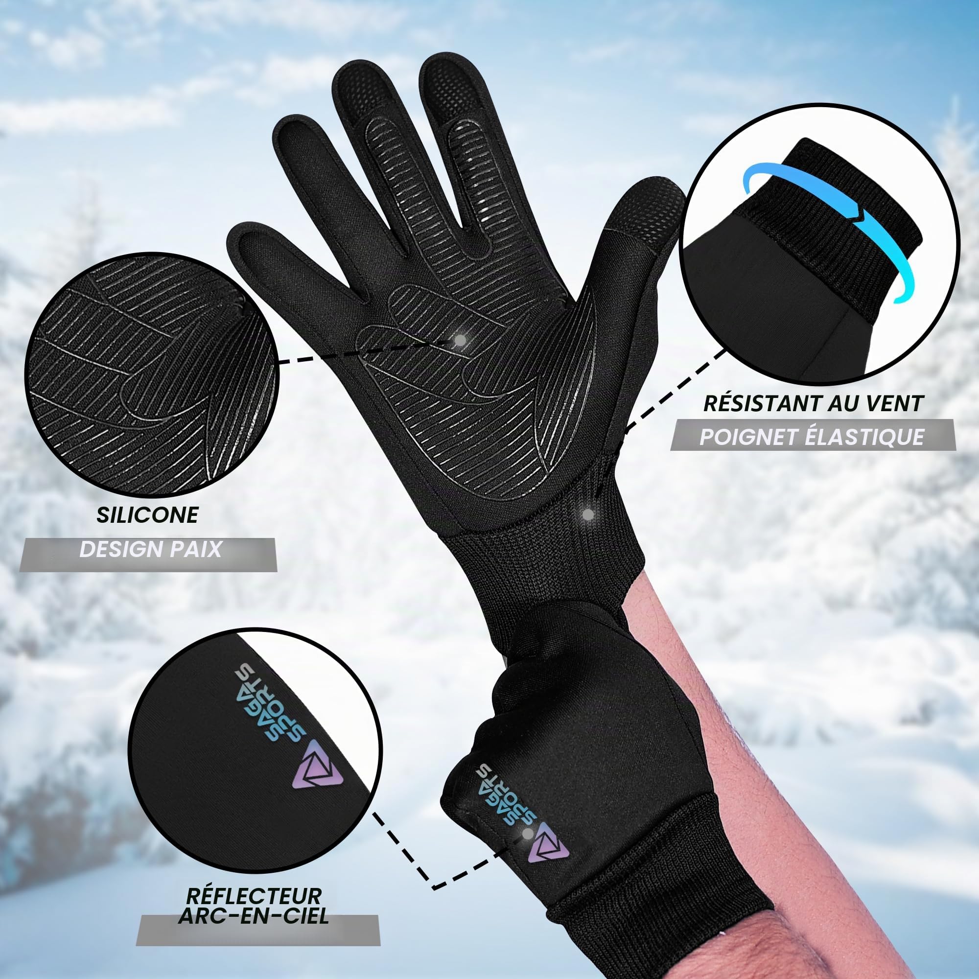 Gants Ski Enfant 5 Ans Résistants à l'Eau Tactiles Antidérapants Chauds Lavables en Machine