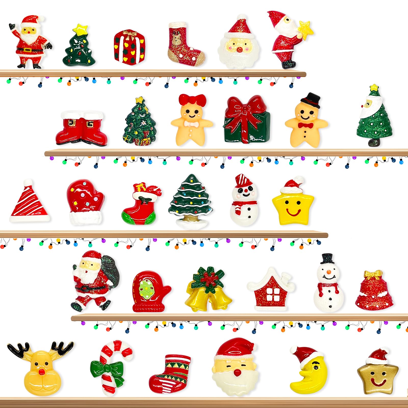 30 Piezas Miniaturas Navidad, FUKPO Figuras Navideños Miniatura Resina Figuras de Navidad Pequeñas Decoración, Mini Adornos Arbol de Navidad Papa Noel Muñeco de Nieve Regalo Decoracion Hogar