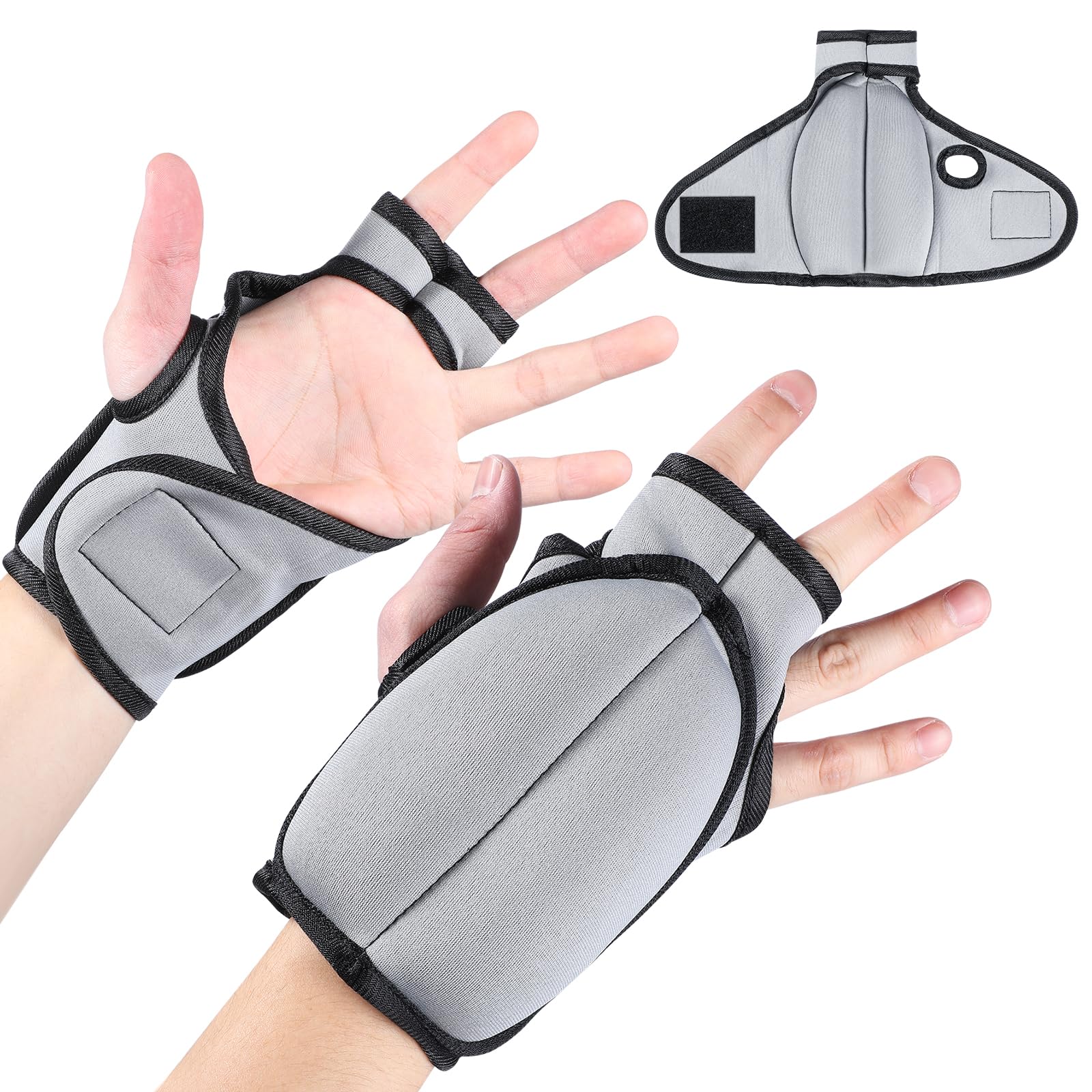 Poen Gray Adjustable Weighted Gloves for Tremors Hand Weight for Fine Motor Skills Wrist Weights Glove Tool with Maximum Finger Hand and Wrist Mobility for Elderly, Women, Teenagers, 2 x 1.1lb