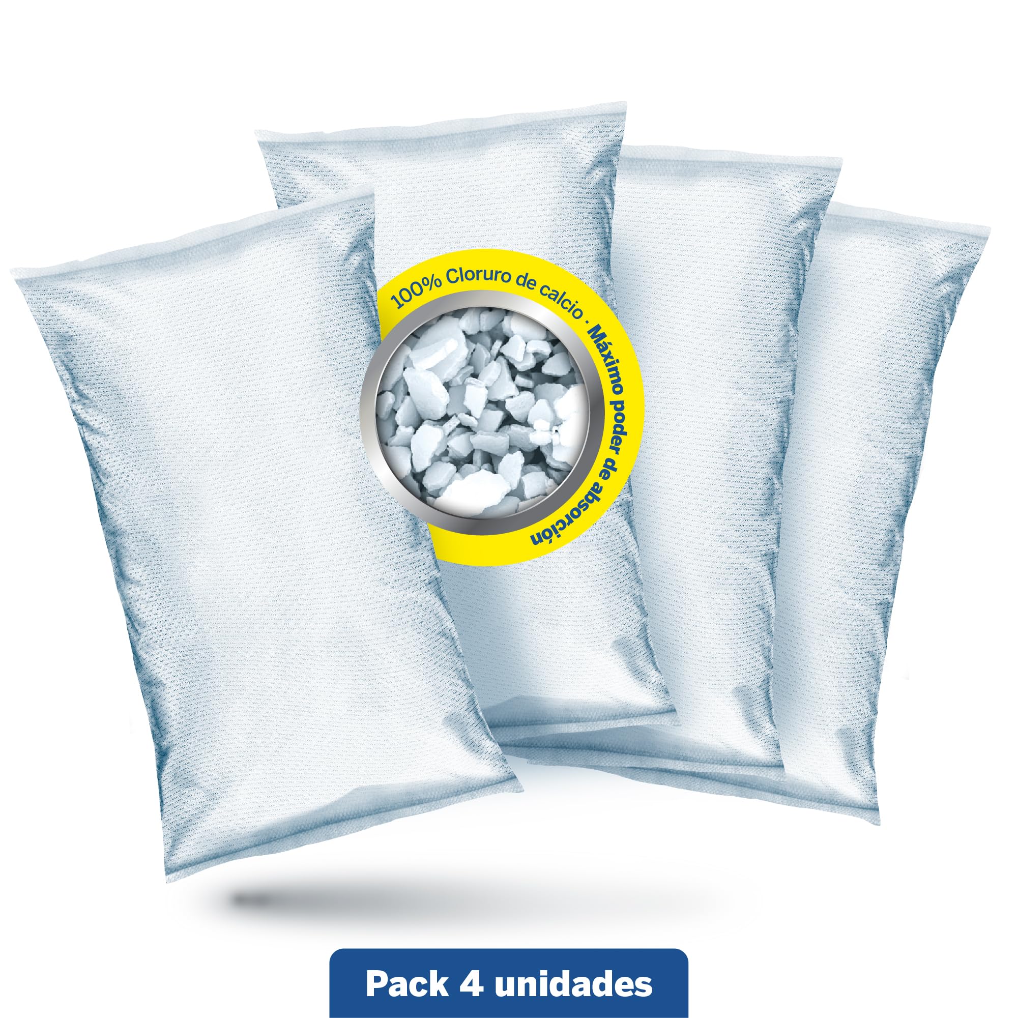 HUMYDRY - Pack 4 Recambio Deshumidificador 1kg – Sin Perfume – Absorbe la Humedad en Espacios de hasta 35 m² – Compatible con Aparatos 1 kg Premium y Magnum