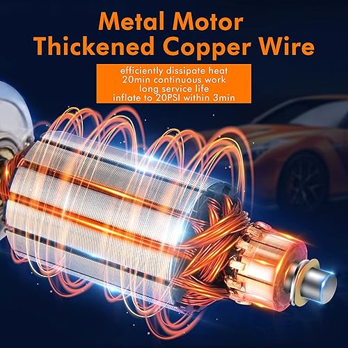 Miniatura 3 de HOVPNEU Compresor de aire portátil Inflador de neumáticos Bomba de aire eléctrica para coche DC 12V 150PSI Apagado automático con indicador de