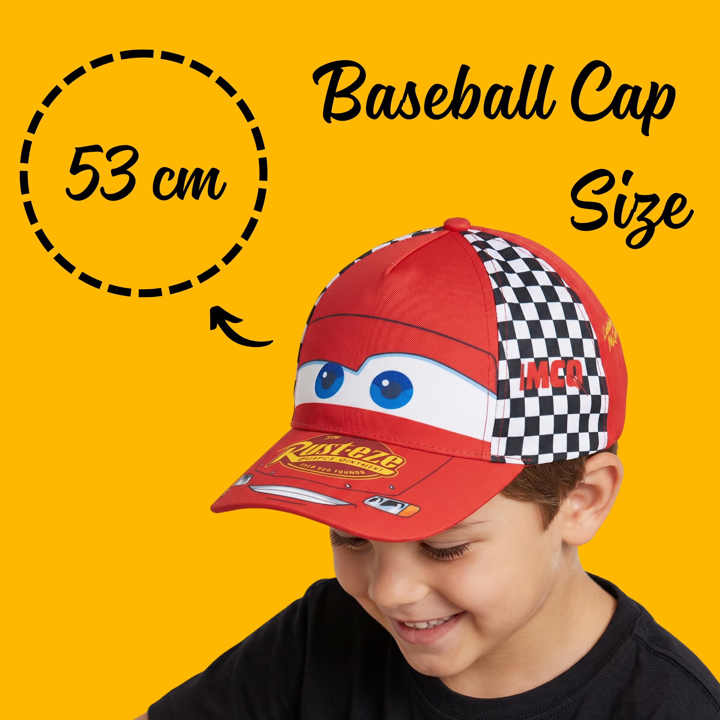 Disney Pixar Cars Lightning Mcqueen Gorra de Béisbol para Niños, Gorra de Verano Infantil