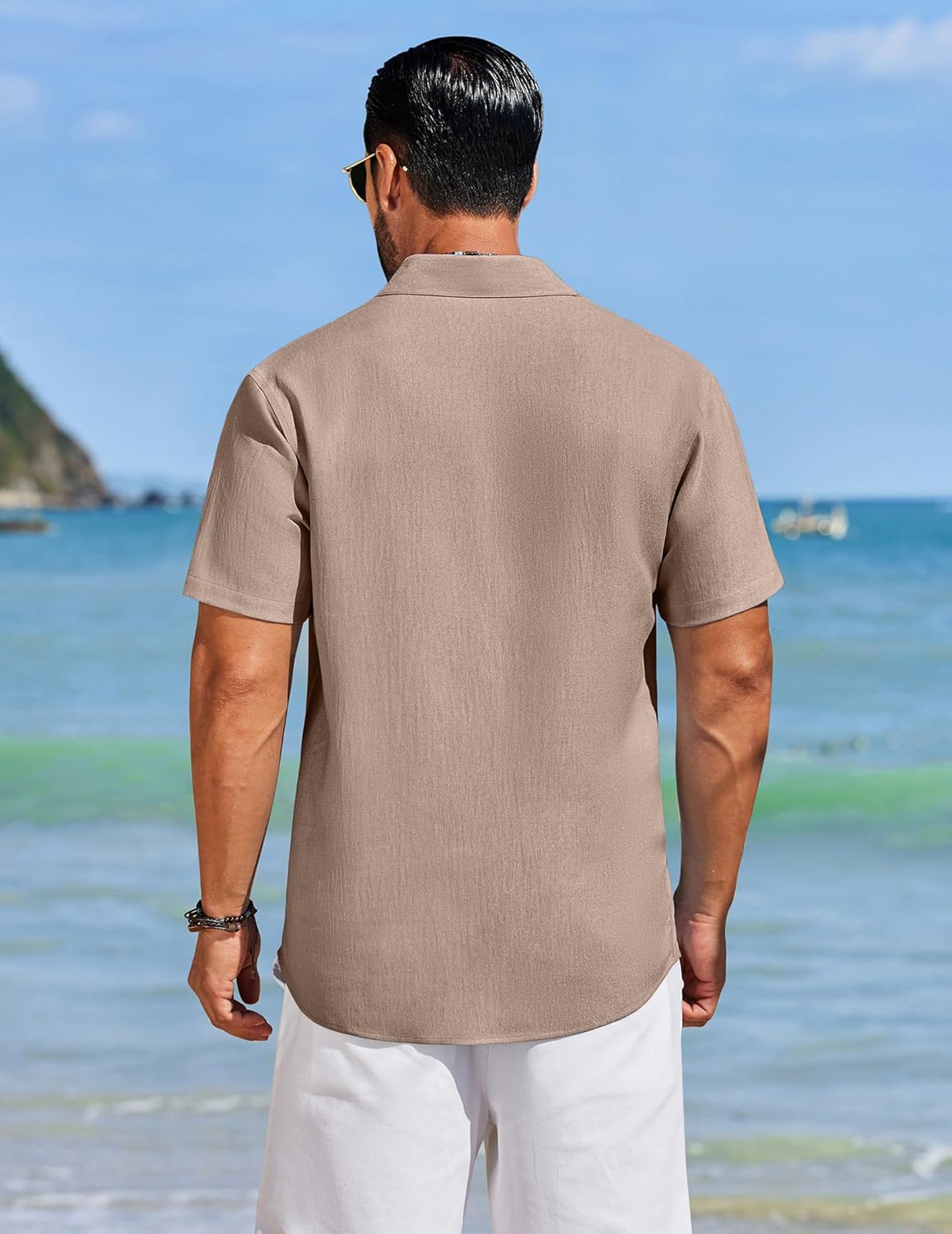 COOFANDY Men's Cuban Guayabera Shirts Button Down Short Sleeve Shirt Casual Linen Summer Beach Shirts - Image 2