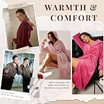 HEARTNICE Womens Hooded Fleece Robe, Soft Bathrobe for Womens, Cute Long House Coat