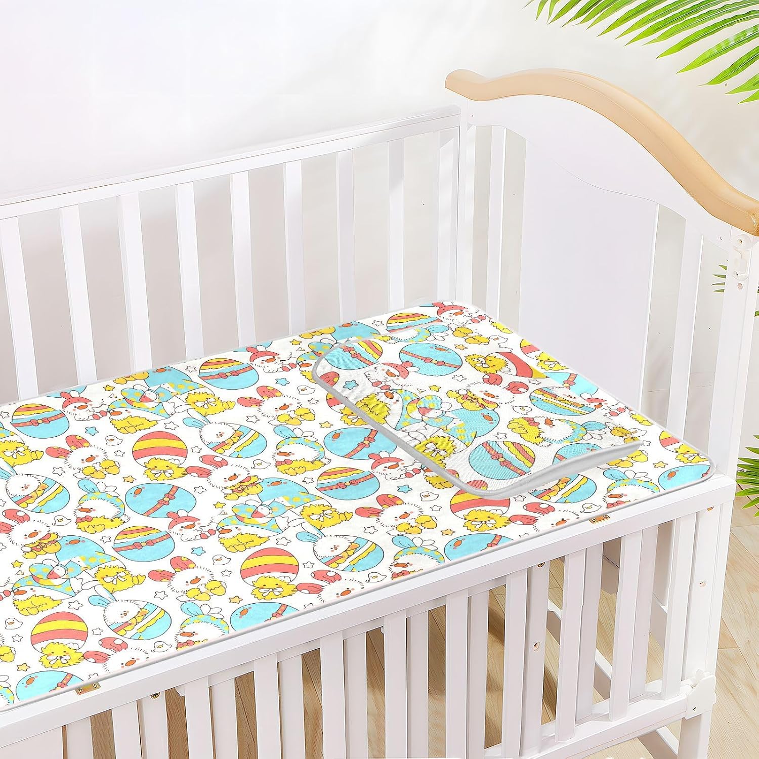 Cartoon Cute Chicks Cooling Baby Bed Mattress Protector 28" x 52" Ultra Soft Crib Mattress pad for Baby&Toddler