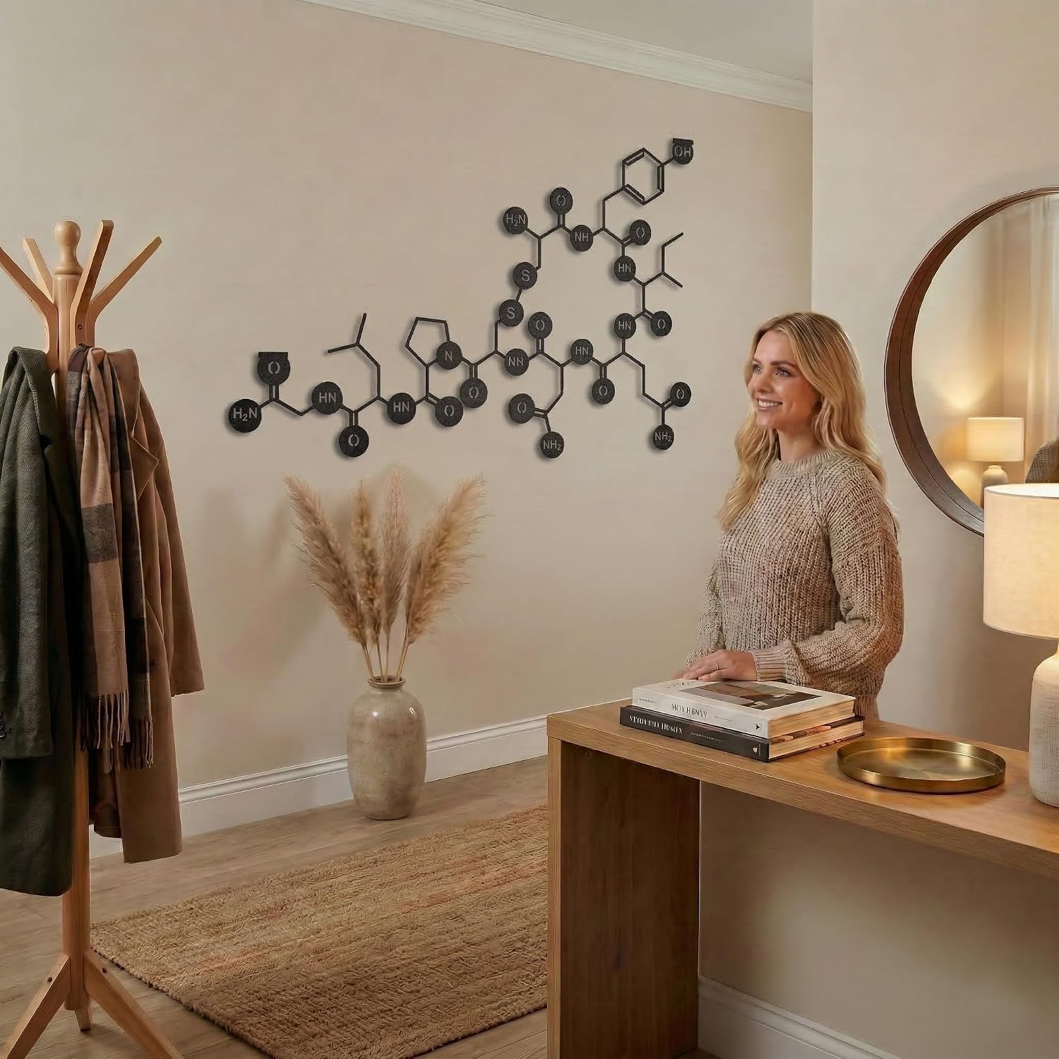 DEKADRON Metal Wall Art, Oxytocin Molecule, Metal Wall Art, Science Art, Biology Chemistry Art, Oxytocin Sign Chemical Formula (24" W x 15" H / 60x39cm)