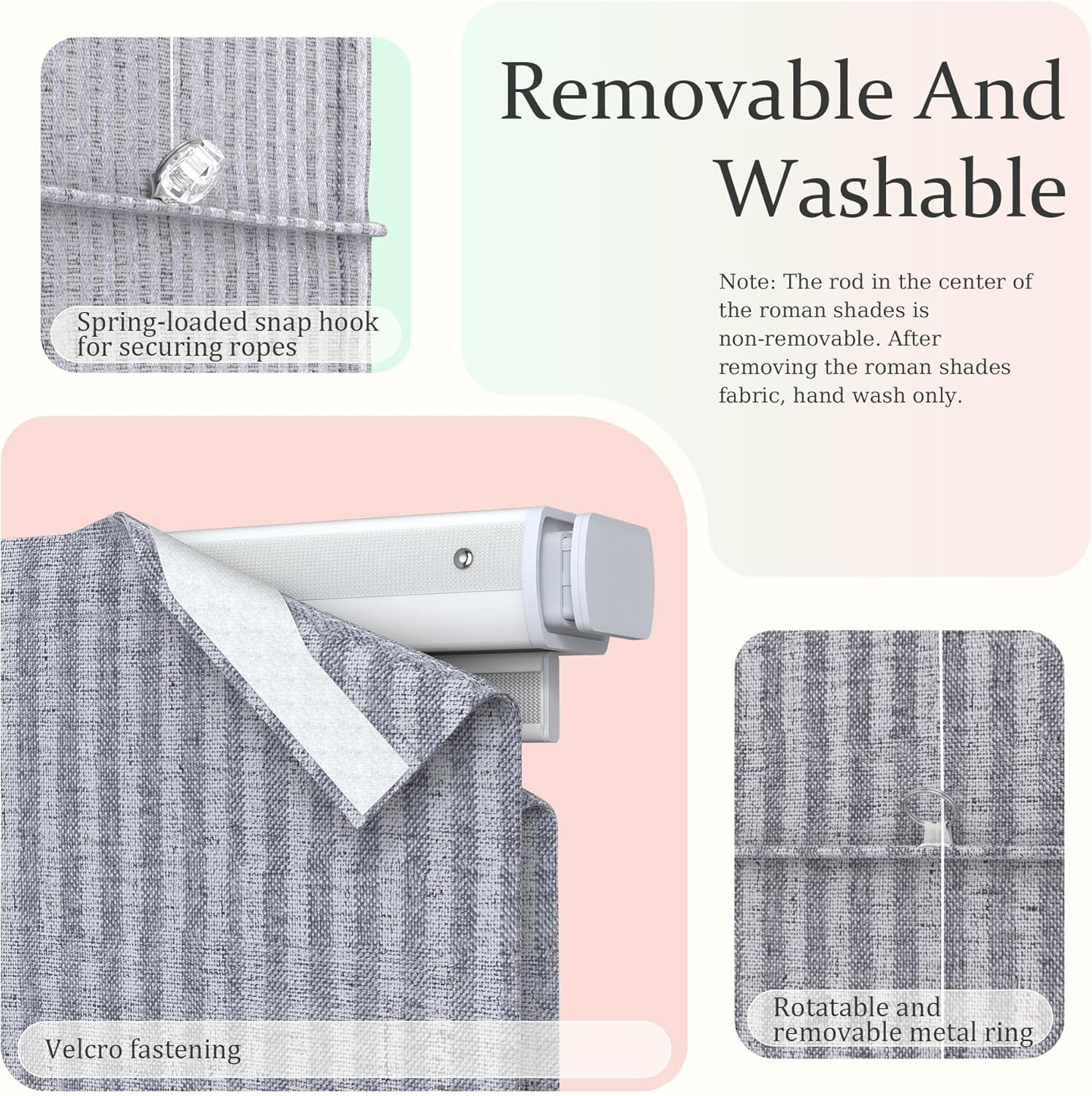 No Drill Top Down Bottom Up Roman Shade, Blackout or Light Filtering No Tool Cordless TDBU Roman Blind for Window, Insulated, Privacy, Easy Install for Home, Office, No Drill TDBU Type