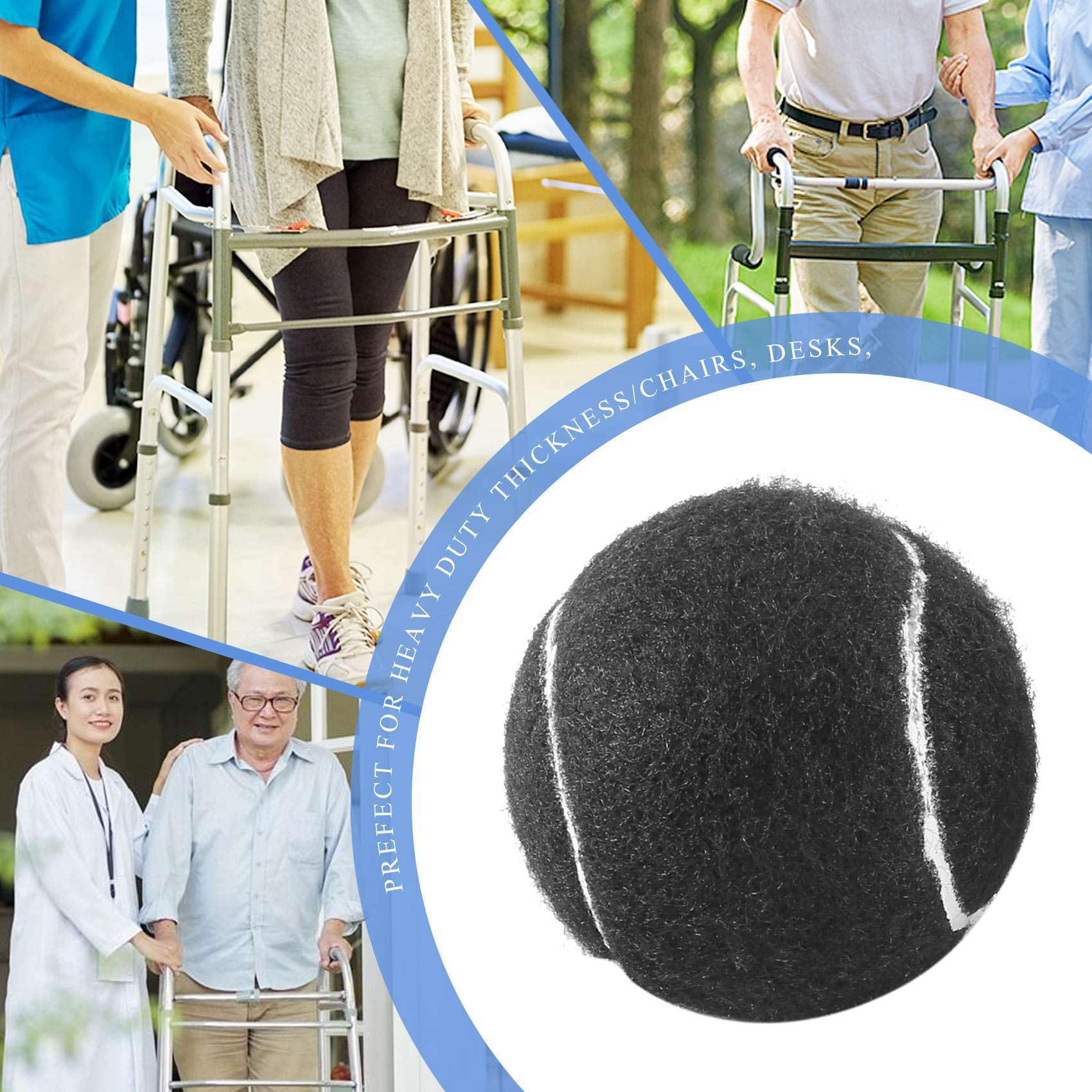 2 Piezas Pelota de Tenis Precortada para Patas de Muebles y ProteccióN del Piso, Cubierta de Almohadilla de Fieltro Resistente y Duradera, Negro
