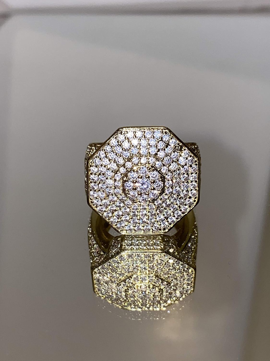 Men’s Big Pinky Ring – 14k Real Gold Finish CZ Iced Out Hip Hop Ring, Wedding Band, Promise & Engagement Ring (Sizes 10–12)