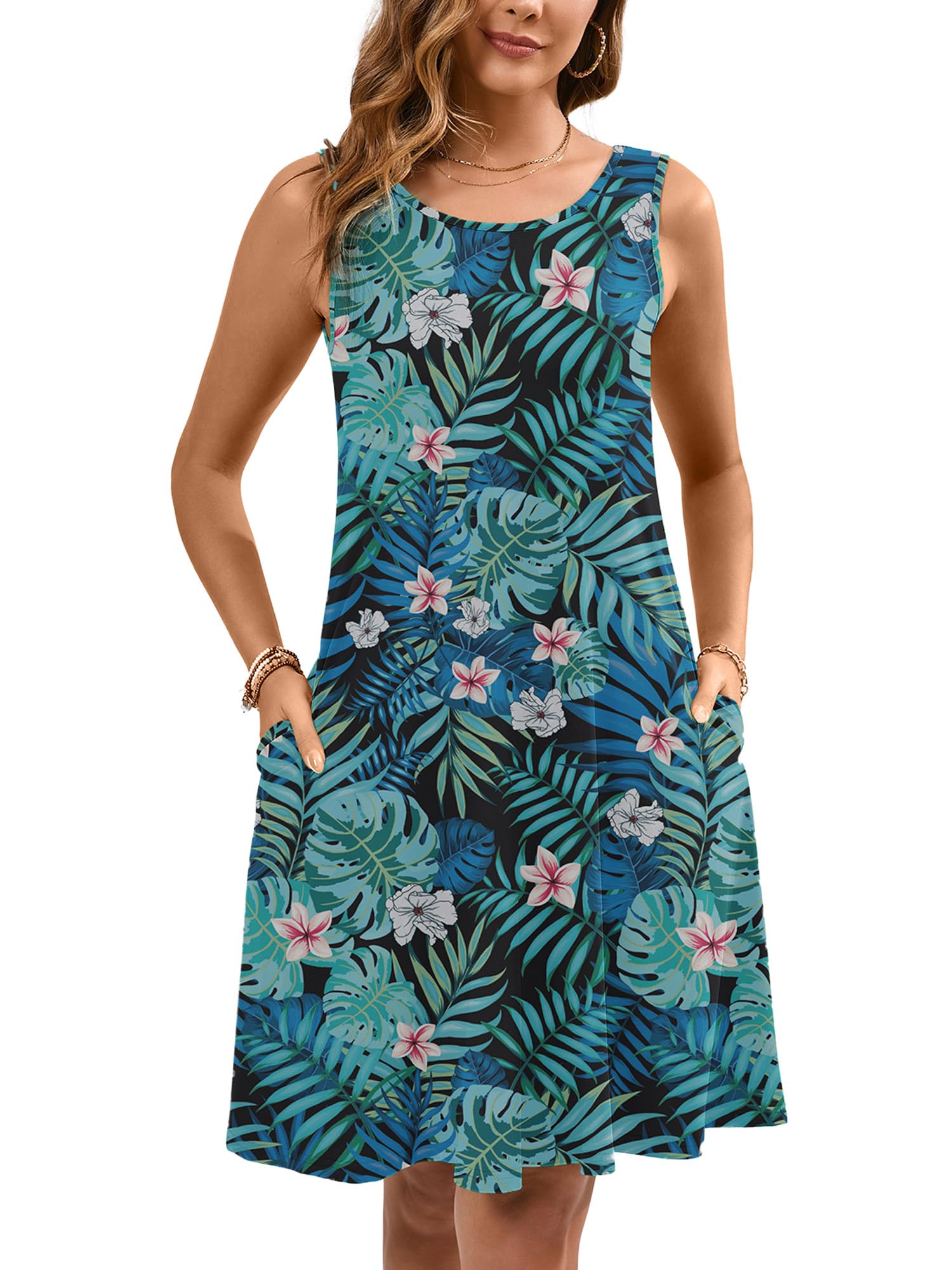 Heymoments Women Sleeveless Summer Beach Dresses with Pockets