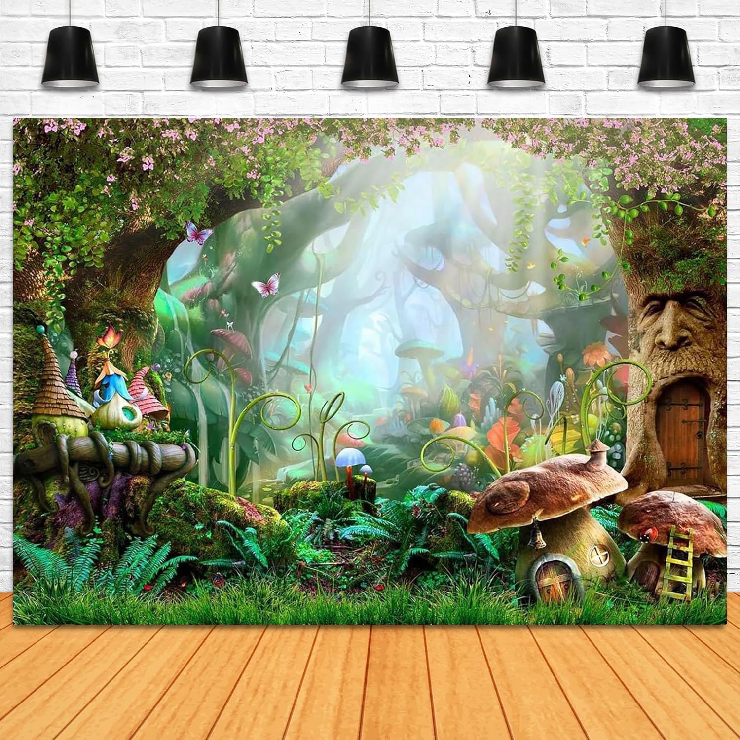Mocsicka Enchanted Forest Photo Background 7x5ft Fairy Tale Magic Tree Mushroom Princess Girl Birthday Party Decorations Banner Backdrops for