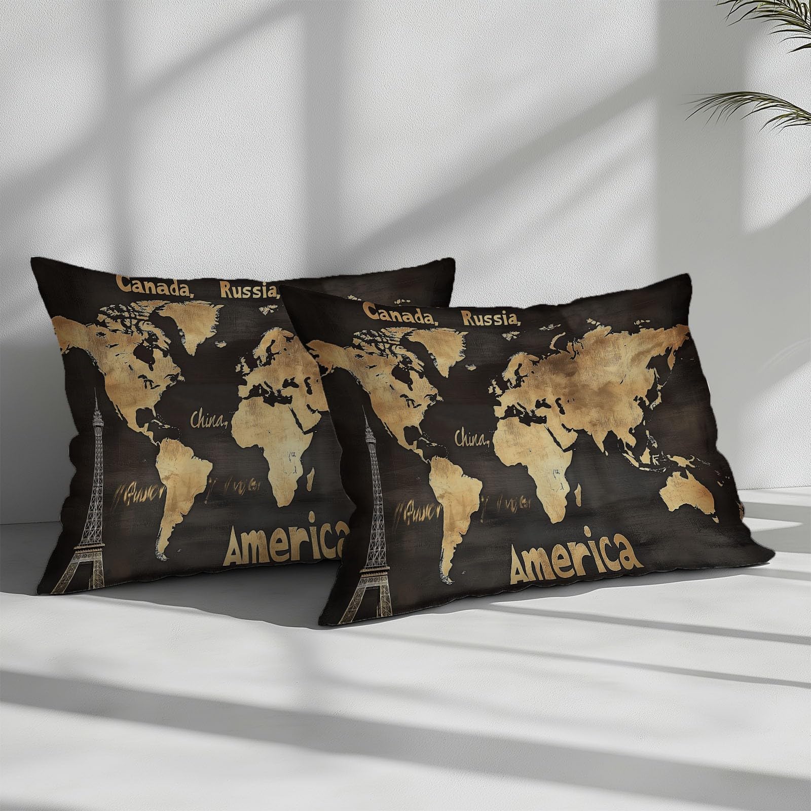 Juego de funda nórdica con estampado Vintage Viejo Mapa del mundo para adultos, adolescentes De Microfibra con Cremallera Negro Funda nórdica Lavable - 135 x 200 cm Ropa de cama