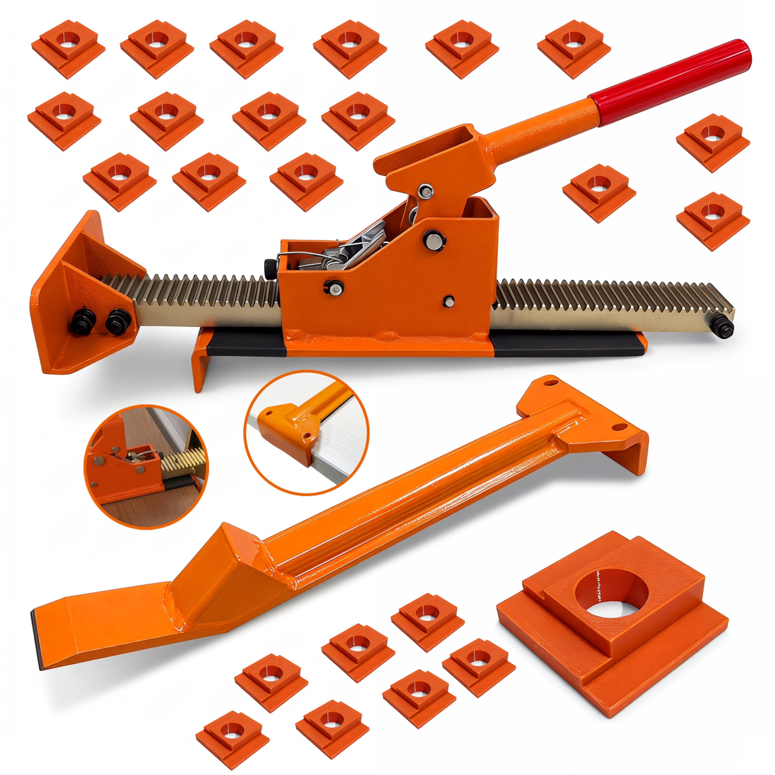 WELLHOME Hardwood Flooring Jack Positioning Tools - Laminate Flooring Spacers Kit-Wear-Resistant Carbon Steel Multiple Specifications Plastic Vinyl/