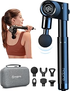 NAPRE Foldable Massage Gun Deep Tissue with 5 Adjustable Angles,Handheld Percussion Back Massager for Muscle/Neck/Body Pai...