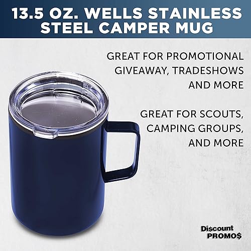 Miniatura 3 de DISCOUNT PROMOS Wells - Taza de acero inoxidable para cámper de 13.5 onzas, juego de 10, paquete a granel, perfecta para café, refrescos, otras