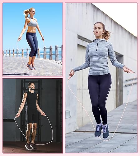 Vista 7 de Speed - Cuerda de saltar para fitness, para mujeres y hombres, cuerda de salto ajustable con mango de aleación y silicona para entrenamiento, boxeo
