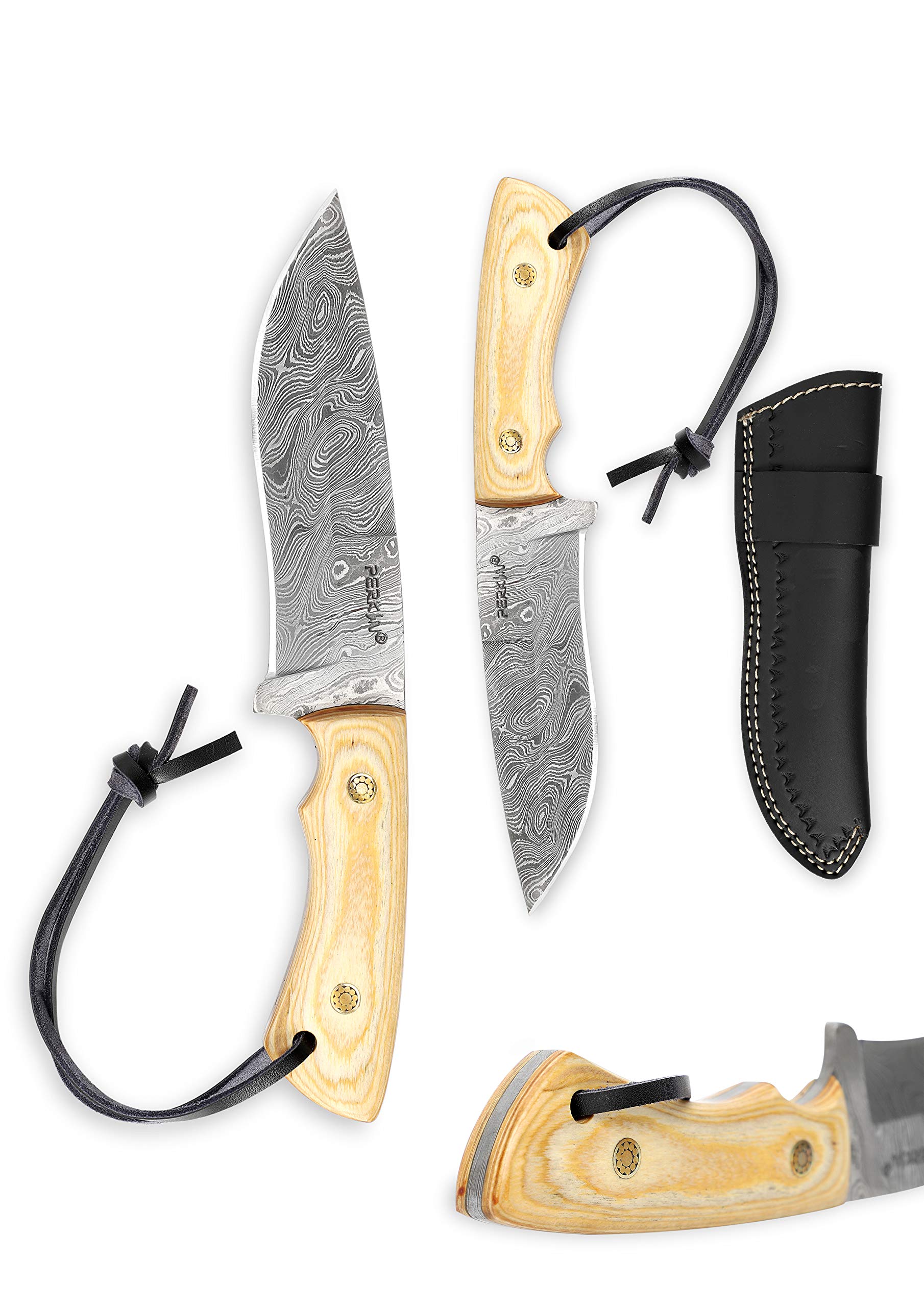 Cuchillo de caza – Cuchillo de caza hecho a mano de Damasco de espiga completa – obra de arte