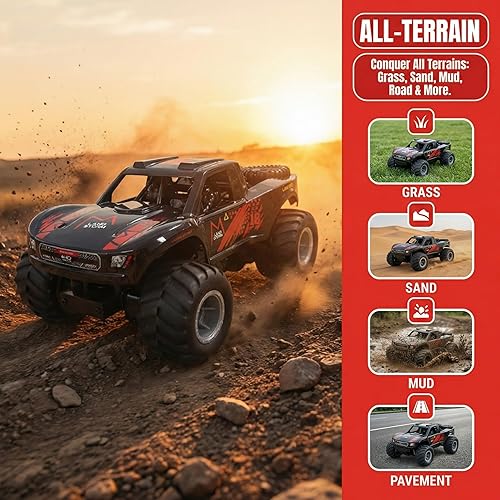 Miniatura 4 de Auto de control remoto anfibio 1:16, camión monstruo de control remoto totalmente sumergible para niños, juguete 4WD RC todo terreno con 2