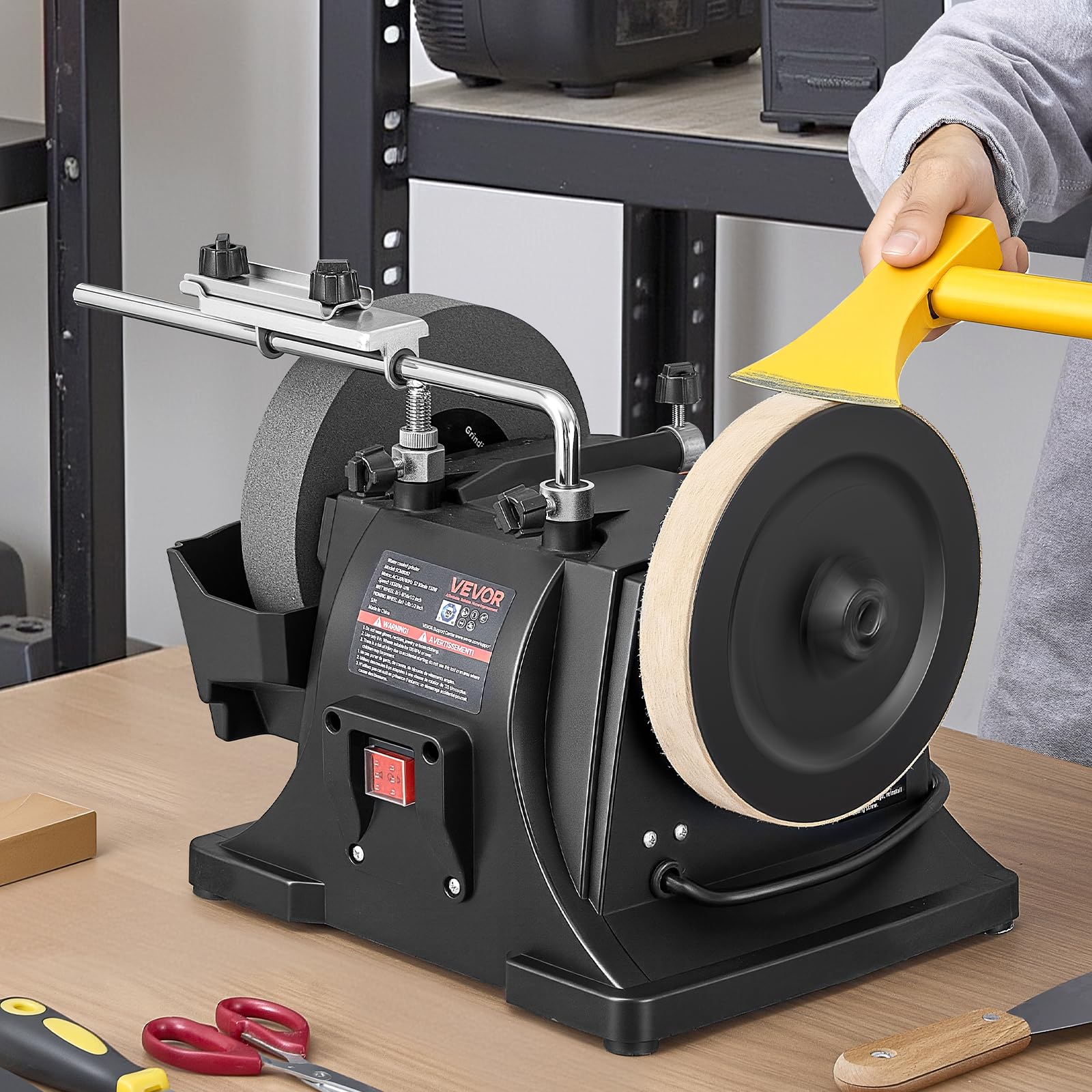 VEVOR 8-Inch Wet Sharpening System Water-Cooled Knife Grinder Machine with 155 RPM Grinding Speed Vertical Horizontal Two-Direction Wet — view 8