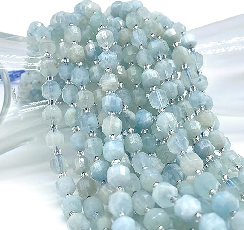 Miniatura 7 de ABCGEMS - Cuentas de aguamarina brasileña (forma de prisma mejorada que amplifica la energía, permite que la energía se disperse en todas las