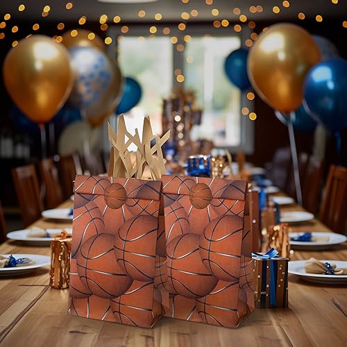 Miniatura 6 de Outego 24 bolsas de baloncesto con calcomanías, bolsas de regalos de baloncesto, regalos de fiesta de baloncesto para niños, suministros de fiesta