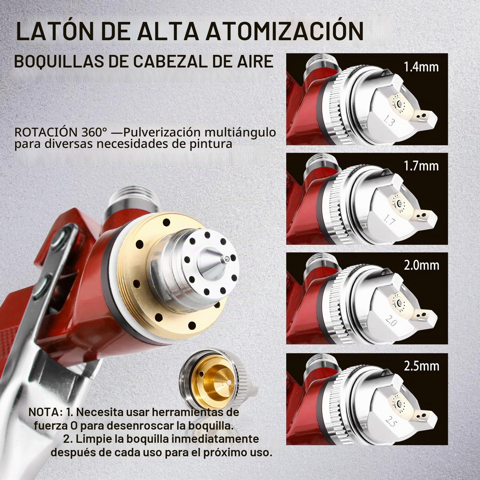 HVLP - Kit de pistola de pulverización profesional de aire por gravedad de 1,4/1,7/2,0/2,5 mm, con boquilla de 650 ml y 10 vasos desechables de 650 ml, herramienta de pulverización de pintura para