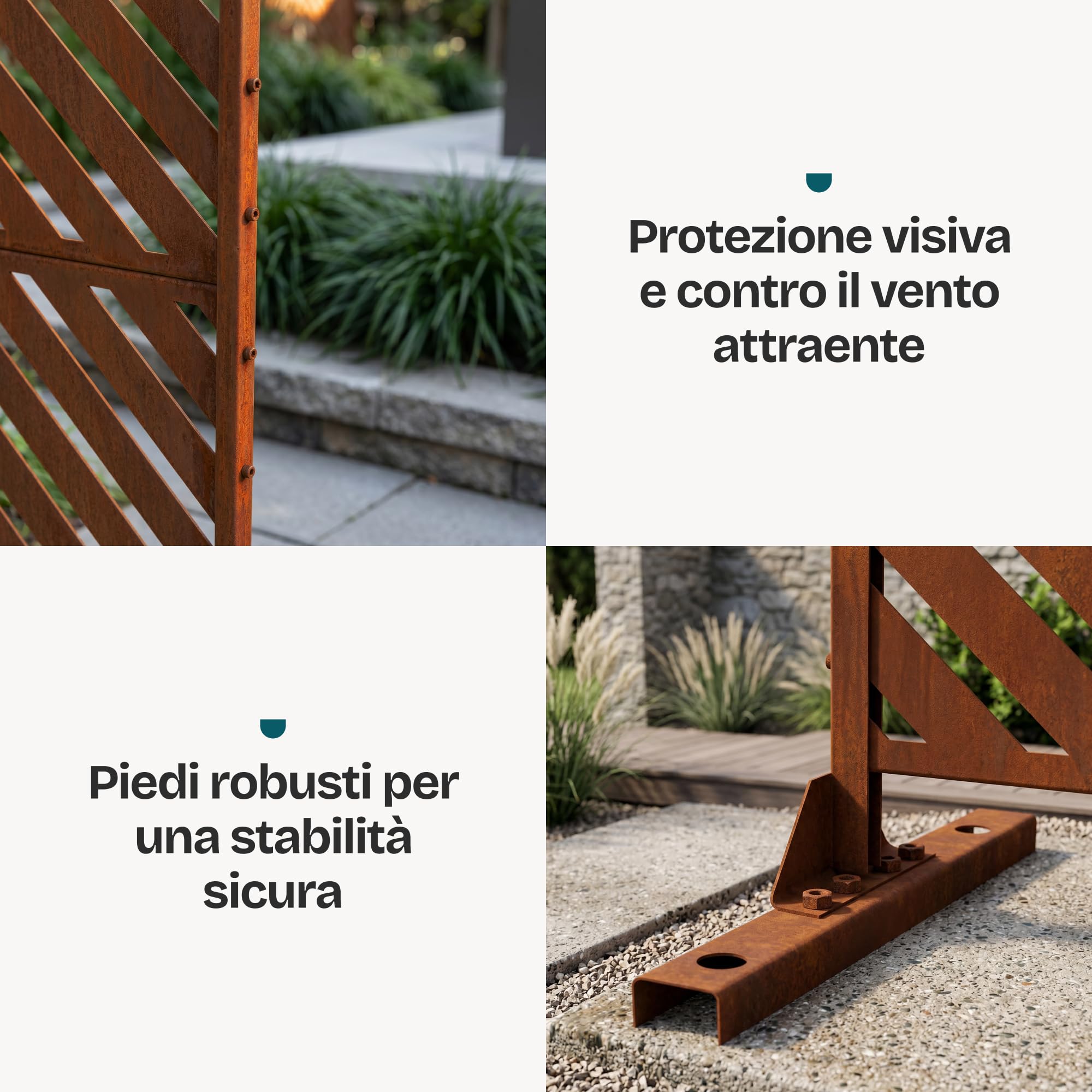 casa.pro Pannello Divisore per Spazi Esterni Interni Divisorio Frangivista con Struttura Traforata Decorativa Schermatura per Privacy in Acciaio Corten 180 x 120 cm - Marrone Ossidato