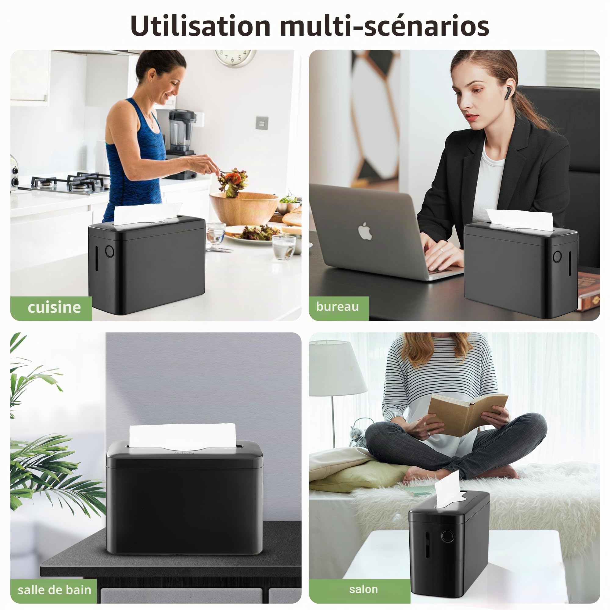 Distributeur Essuie Mains, Distributeur Papier Toilette Essuie Main pour Papier Format Plié, pour Un Usage Commercial et Domestique, Peut Contenir 200 Papiers (Noir)