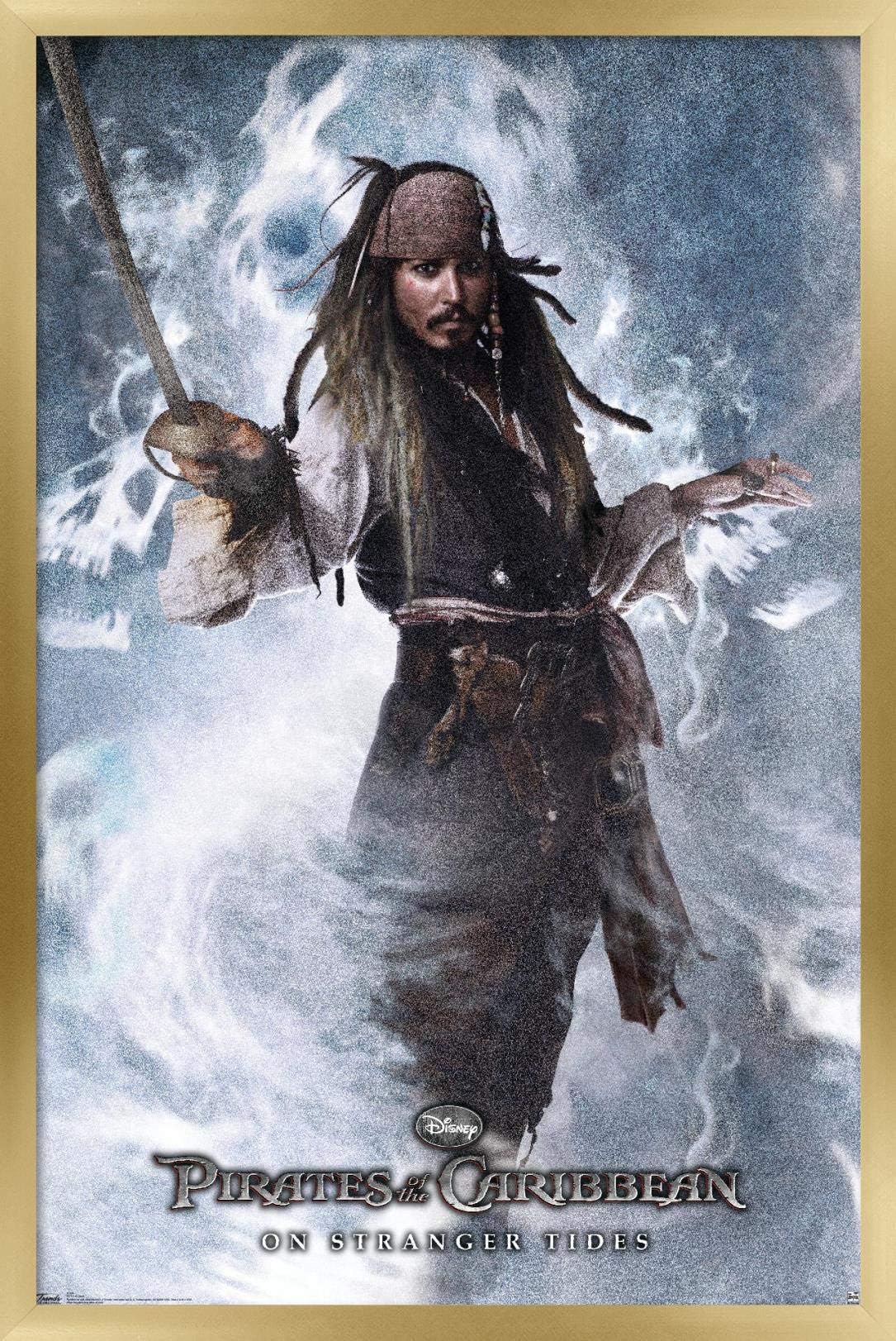 Trends International Disney Pirates of the Caribbean: On Stranger Tides - Jack Wall Poster, 14.725" x 22.375", Gold Framed Version