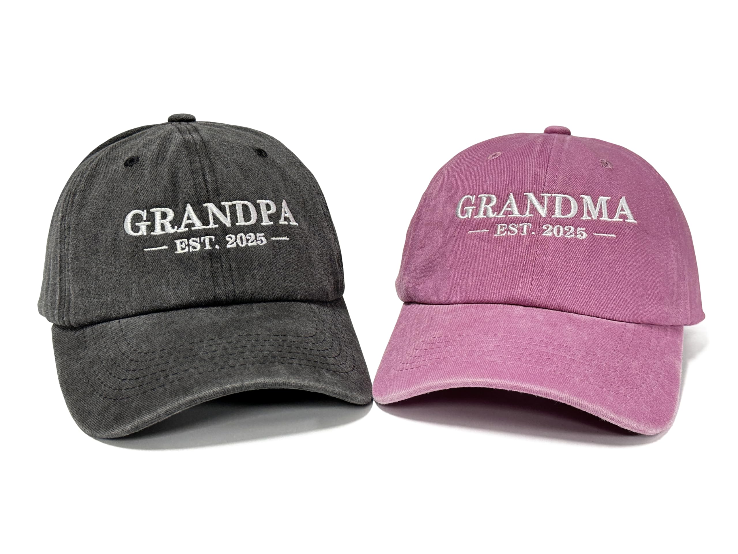 Hepandy Mr & Mrs Baseball Hats Set - Washed Navy & Pink Embroidered Dad Hats For Couples - View #3