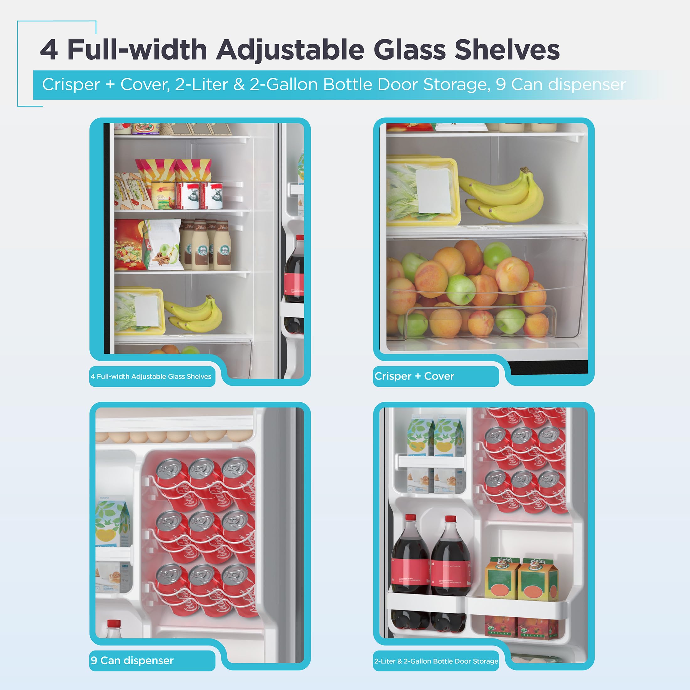 BLACK+DECKER 12 Cu. Ft. Top Mount Refrigerator with Freezer, 2 Door Fridge with Top Freezer and Adjustable Temperature Control, For Homes and Apartments, BDA12GLAS, Stainless Steel Look on Fridge.com