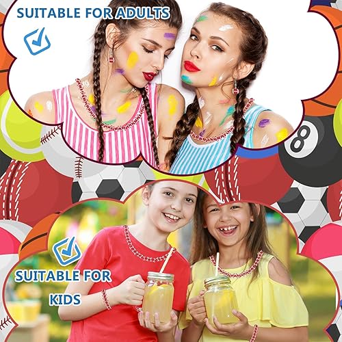 Miniatura 6 de EVERMARKET Sports - 200 cuentas de fútbol para hacer joyas, cuentas de arcilla polimérica a granel, cuentas de fútbol de rugby de 0.472 pulgadas con