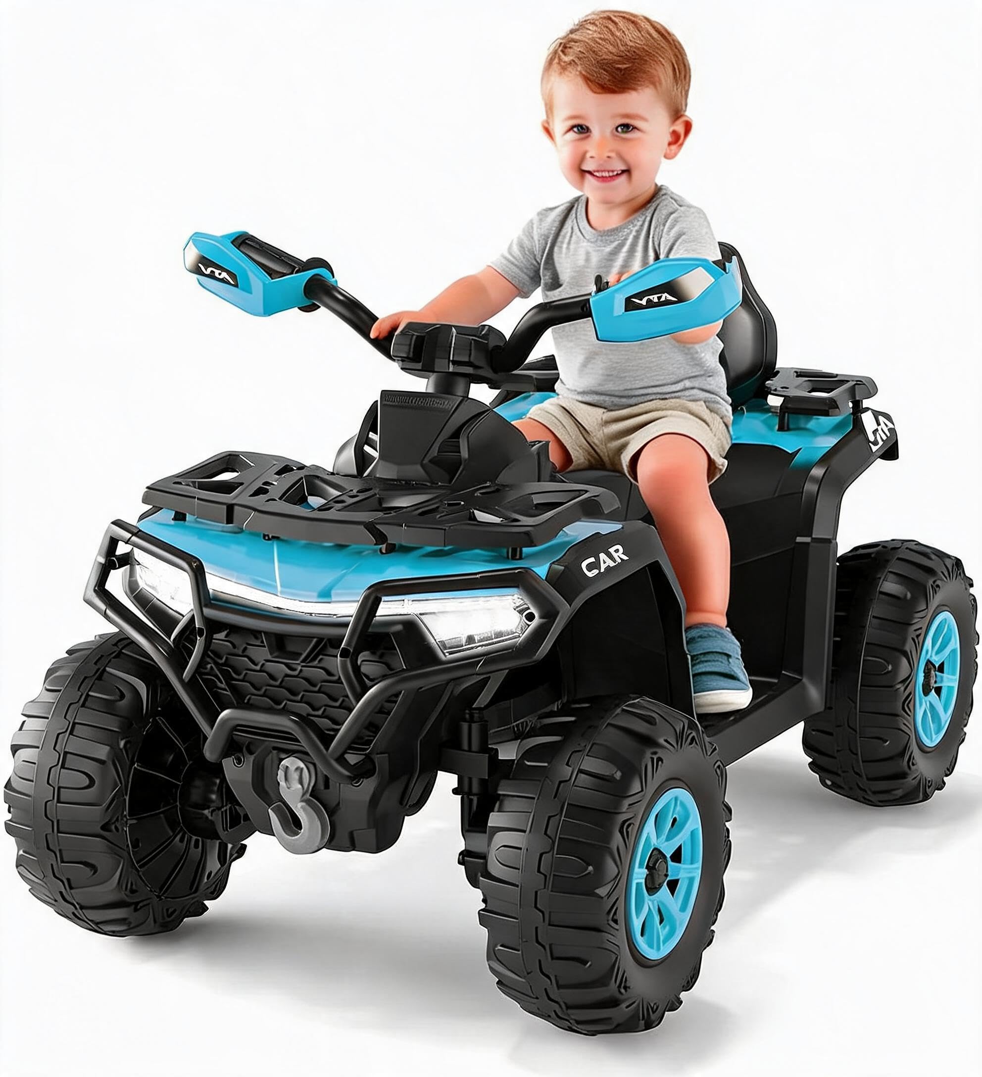 Quad Électrique Enfant 12V avec Télécommande - ATV 4x4 Tout Terrain pour Enfants 3-6 Ans, Double Moteur Puissant, Batterie 4.5AH, 2 Vitesses, LED, Musique - Cadeau Anniversaire
