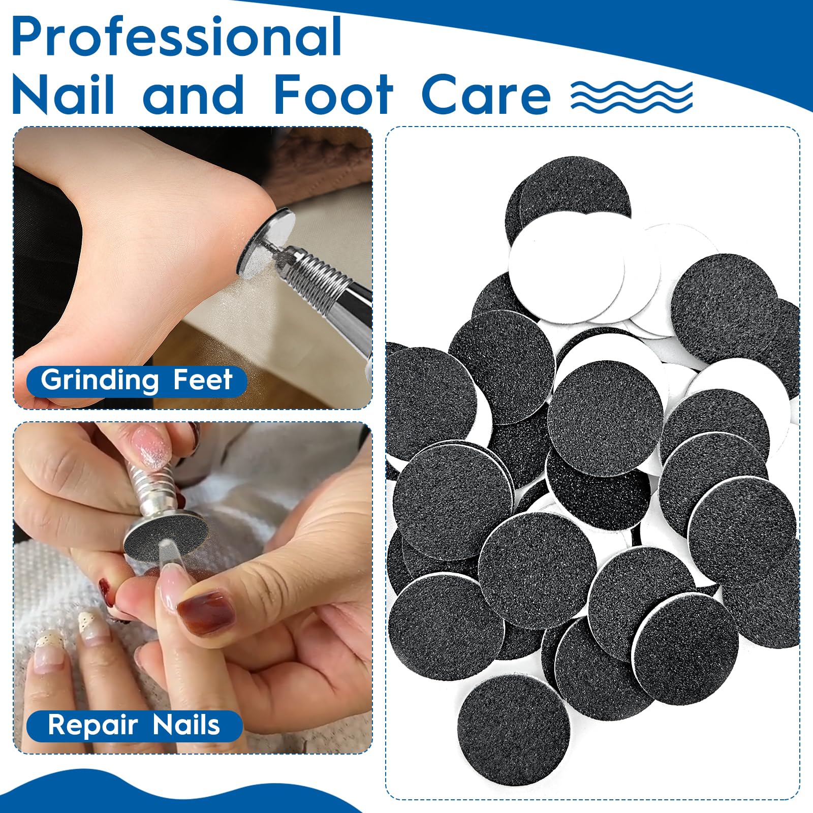 150pzas Feet Grinder Papel de Lija, Herramienta de Pedicura Disco de Lijado, Cuidado de Los Pies, Papel de Lija Duro para la Piel Muerta y Talón Agrietado