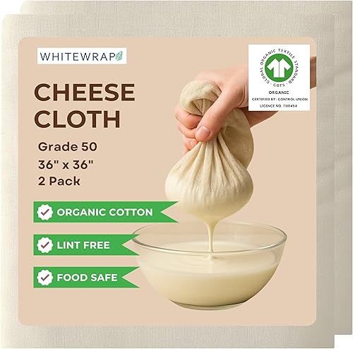 Miniatura 9 de Estopilla Bolsa de leche de nueces, colado reutilizable, 100% algodón sin blanquear, paño de muselina de mantequilla para cocinar, yogur, jugo