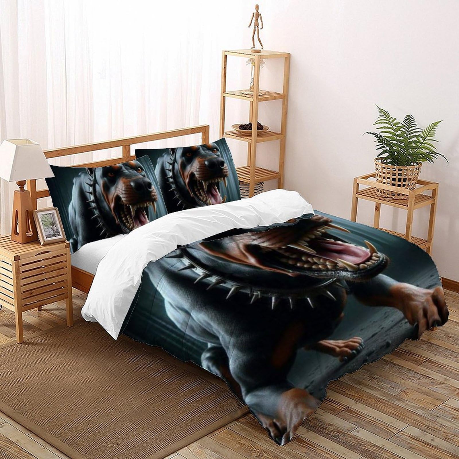 Housse de couette double microfibre imprimé 3D avec taies d'oreiller