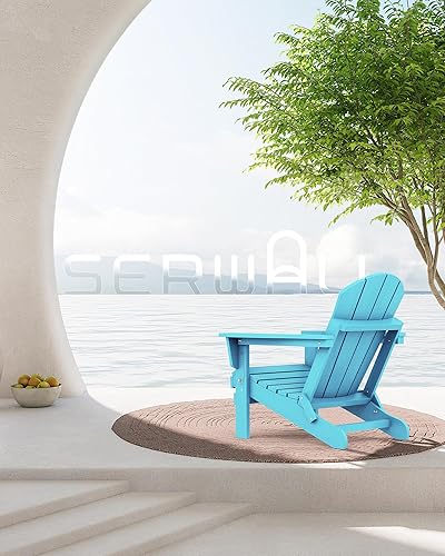 Miniatura 2 de SERWALL Silla Adirondack plegable resistente a la intemperie, sillas de patio al aire libre, sillas Adirondack pintadas, juego de 2, color azul Aruba