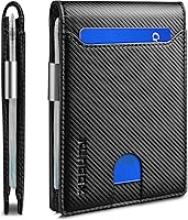 Vista 48 de RUNBOX - Carteras delgadas para hombre, cartera de piel con pinza para el dinero, cartera de bolsillo frontal con bloqueo RFID, tarjetero Negro