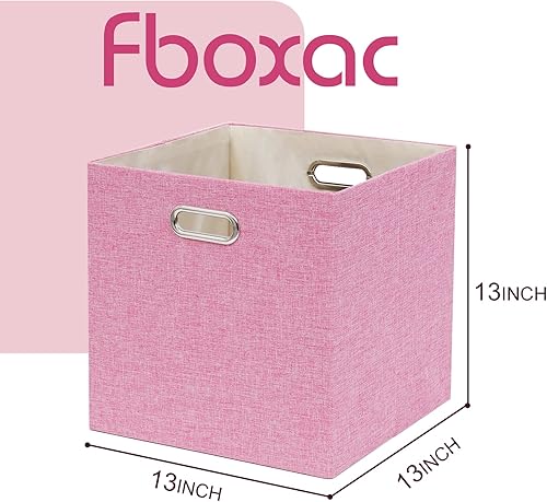 Miniatura 2 de Cajas Organizadoras de Almacenamiento de Cubo Rosa 33x33x33 cm, Juego de 4 Cajas de Organización Plegables con Asas, Cajas de Almacenamiento