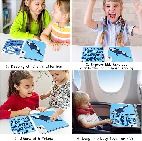 Miniatura 9 de Manualidades para niños de 4 a 8 años, libros de pintura adhesiva, paquete de 6 libros de calcomanías de números para niños y niñas, recuerdos de