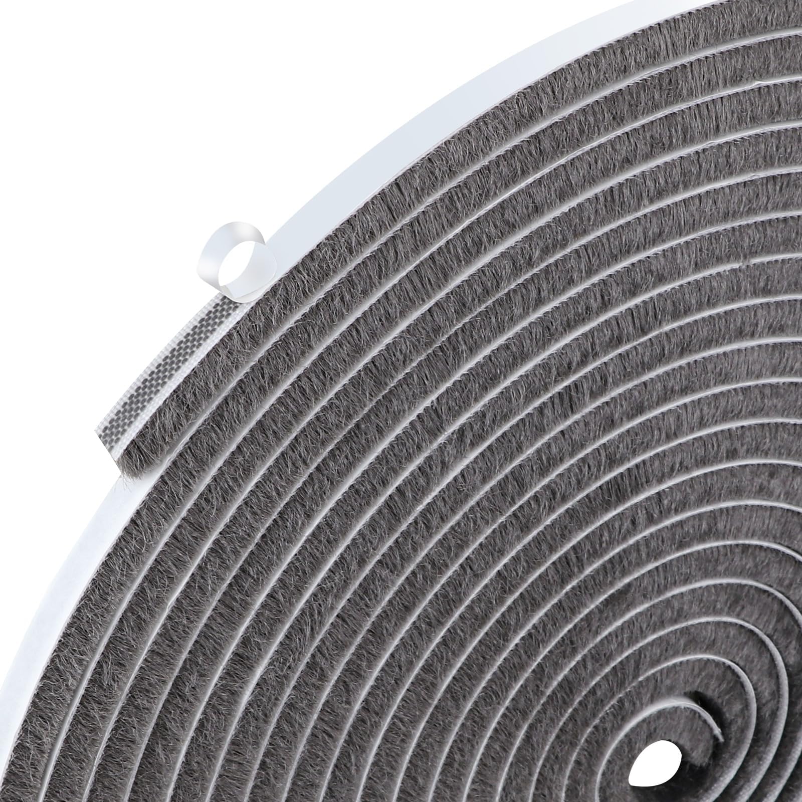 COUMENO 10m Premium Brush Weather Stripping, 9mm x 9mm, Self-Adhesive Draught Excluder for Windows & Doors. Light Blocking & Dustproof Seal Strip for Sliding Doors, Wardrobes, Cabinets (Grey)