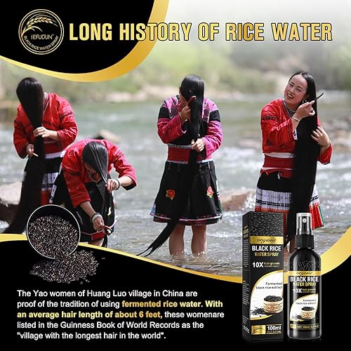 Miniatura 4 de Agua de arroz para el crecimiento del cabello, tratamiento en aerosol de agua de arroz negro para la pérdida de cabello, cabello seco dañado,