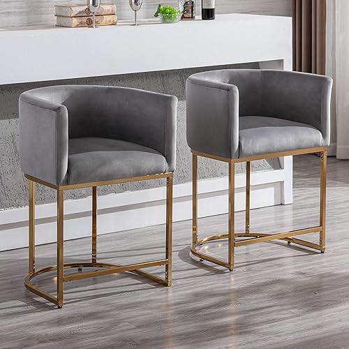 Miniatura 26 de Juego de 4 taburetes de bar contemporáneos de lino color crema, de 32 pulgadas, de tela tapizada, altura de mostrador, taburetes de cocina con base