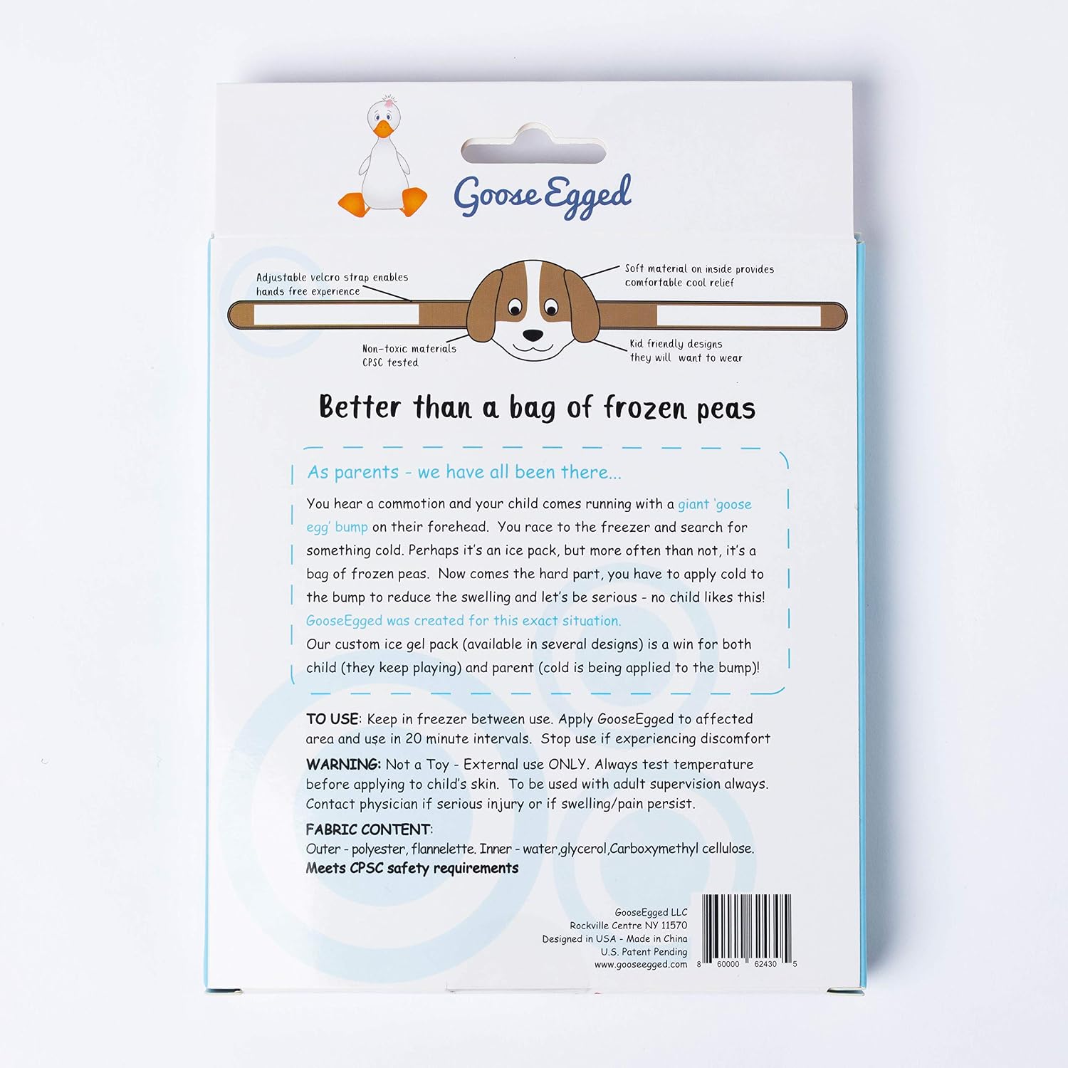 Hands Free Ice Pack for Kids; Ice Packs for Bumps and Temperatures; Baby Shower and Registry Essential, Dog