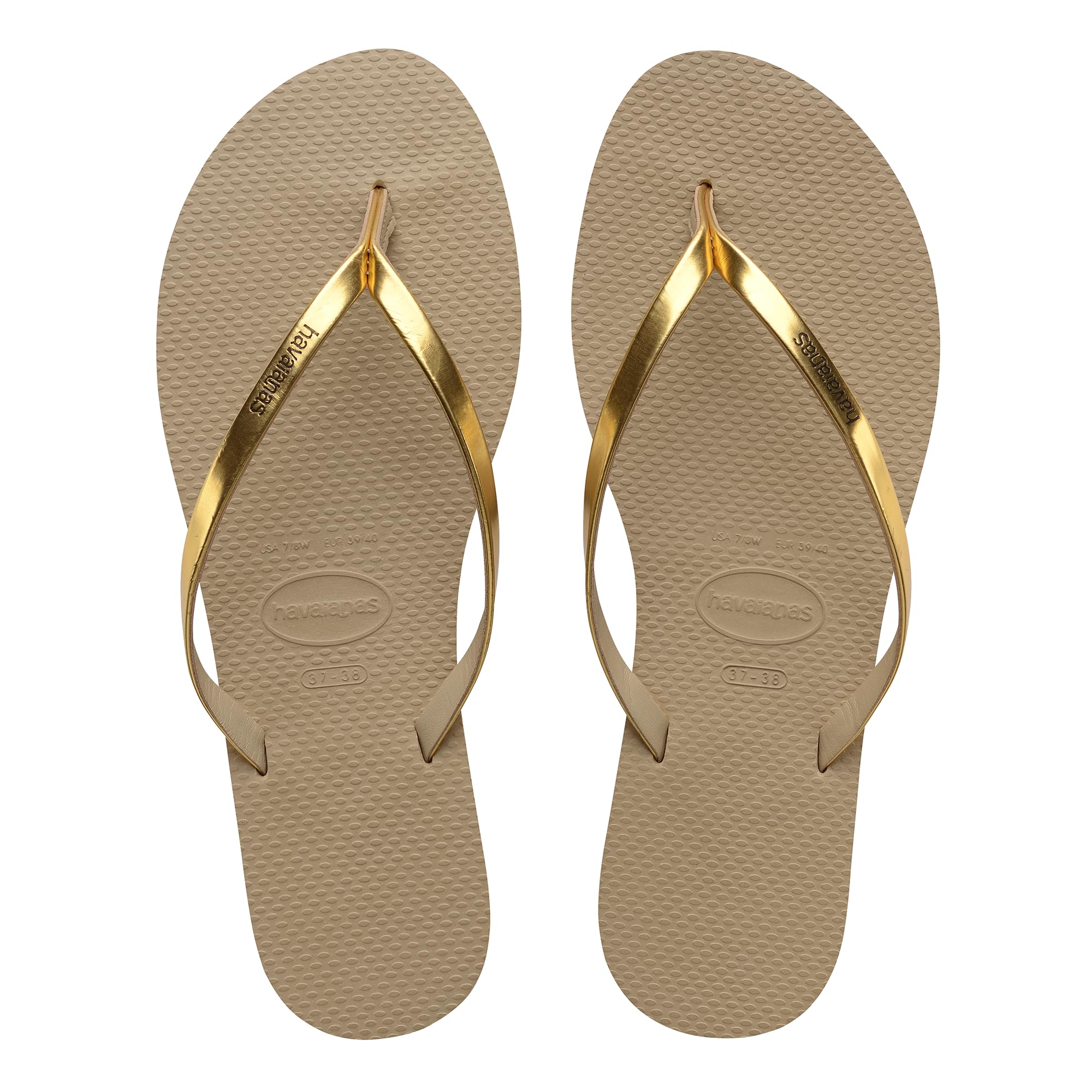 Havaianas - You Metallic, Bequeme, stylische und vielseitige Sandalen, Dünne Riemen mit Metallic-Finish, Kleiner Absatz, für Damen