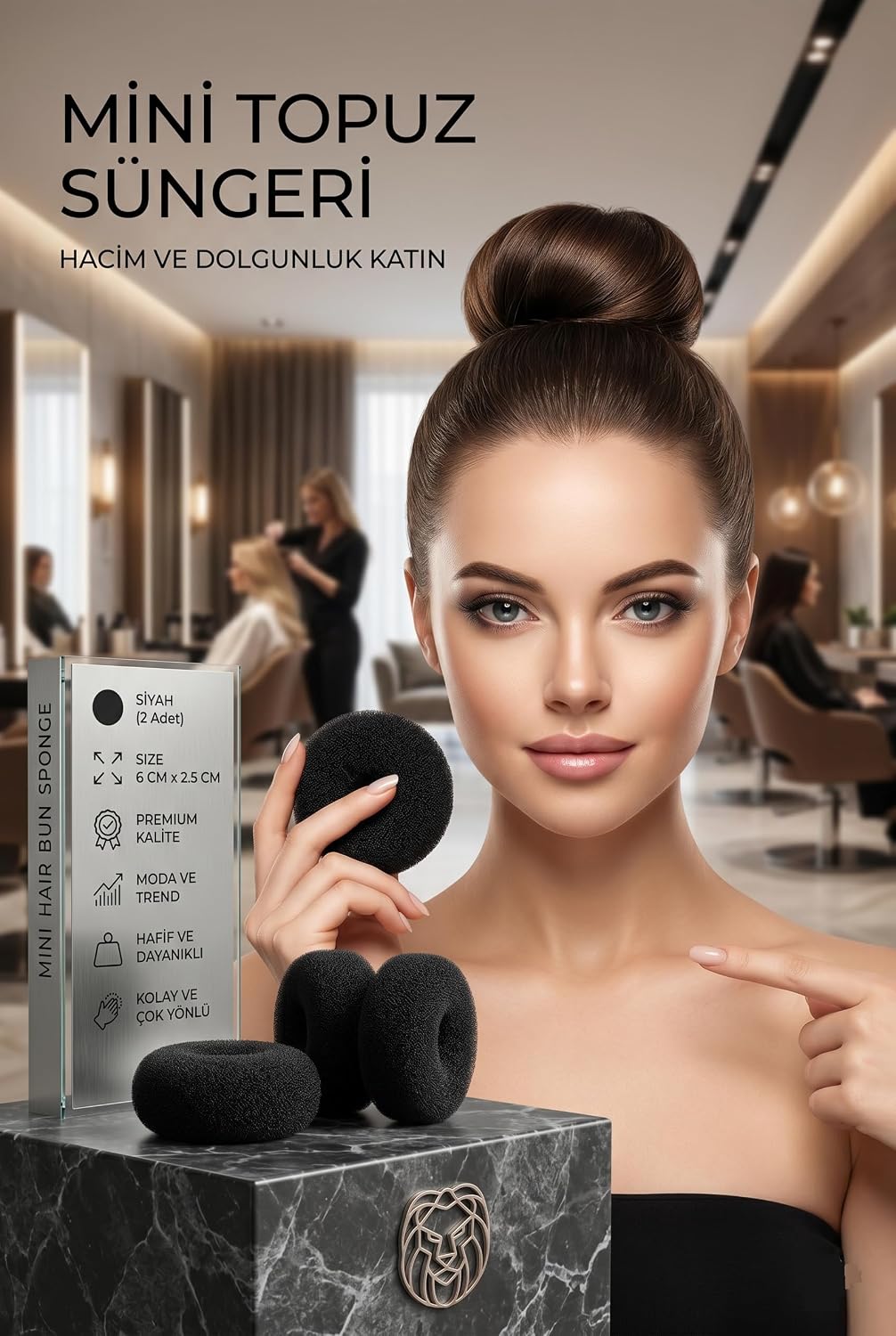 Transformacion 2'li Siyah Mini Topuz Süngeri 6cm Donut Saç Şekillendirici 721884